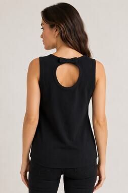 Kate Spade New York Black Bow Back Keyhole Tank Top – XS – Soft Stretch Cotton